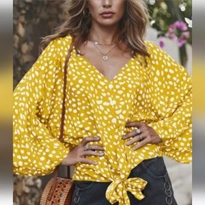 Yellow Flowy Sleeve Blouse